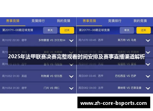 2025年法甲联赛决赛完整观看时间安排及赛事直播渠道解析